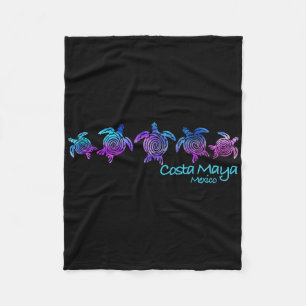 Costa Maya Beach Design _ Tribal Turtle Gift Fleece Blanket