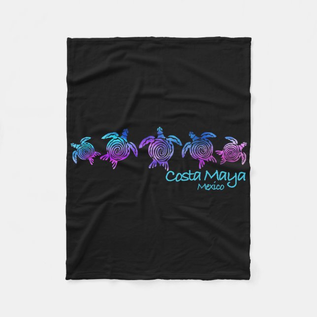 Costa Maya Beach Design _ Tribal Turtle Gift  Fleece Blanket (Front)