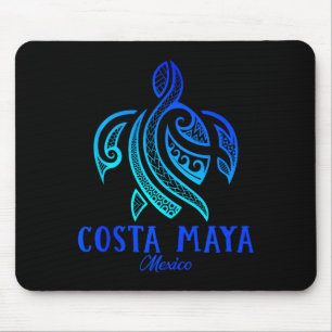 Costa Maya Mexico Sea Turtle Tie Dye Hibiscus Beac Mouse Pad