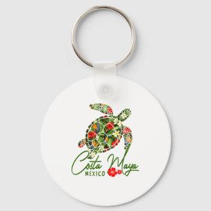 Costa Maya Mexico Sea Turtle Trocal Hibiscus Vacat Key Ring