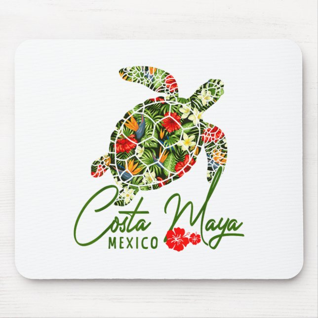 Costa Maya Mexico Sea Turtle Trocal Hibiscus Vacat Mouse Pad (Front)