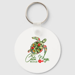 Costa Maya Mexico Sea Turtle Tropical Hibiscus Vac Key Ring