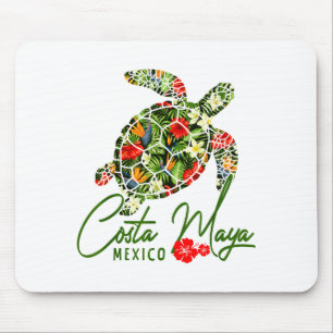 Costa Maya Mexico Sea Turtle Tropical Hibiscus Vac Mouse Pad