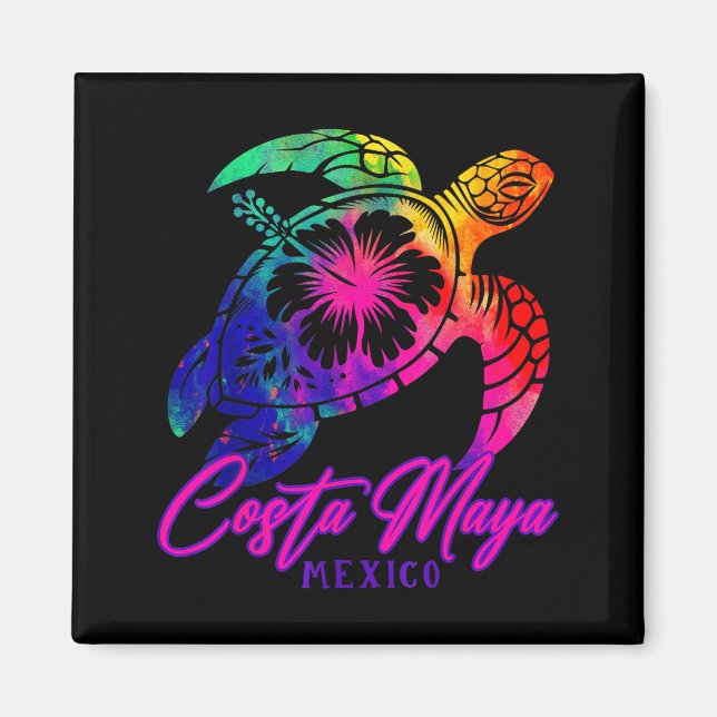 Costa Maya Mexico Tie Dye Sea Turtle Hibiscus Beac Magnet (Front)