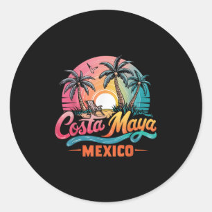 Costa Maya Mexico Tropical Sunset Beach Souvenir V Classic Round Sticker