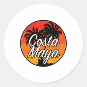 Costa Maya Mexico Vacation Cruise Vintage Sunset S Classic Round Sticker