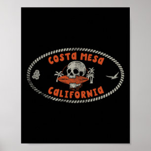 Costa Mesa California Ca Retro Surfer Front And Ck Poster