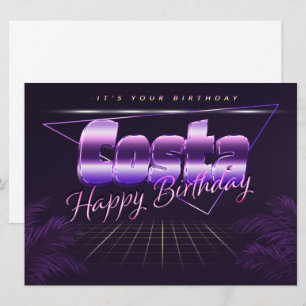 Costa Name Vorname lila retro Karte Geburtstag Card