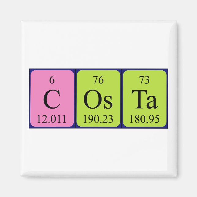 Costa periodic table name magnet (Front)