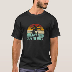 Costa Rica Beach Sunset Palm Tree Retro Vacation C T-Shirt