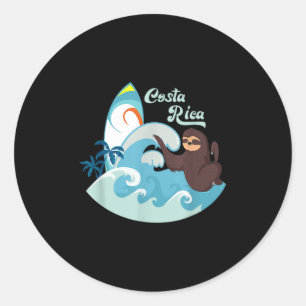 Costa Rica Beach Vacation Surf Sloth Souvenir Classic Round Sticker