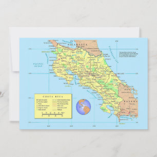 COSTA RICA Big 5x7  Map Postcard