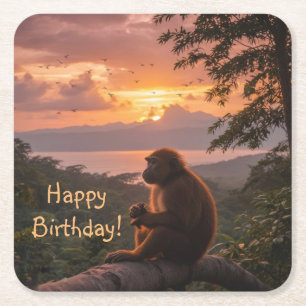Costa Rica Birthday Square Paper Coaster