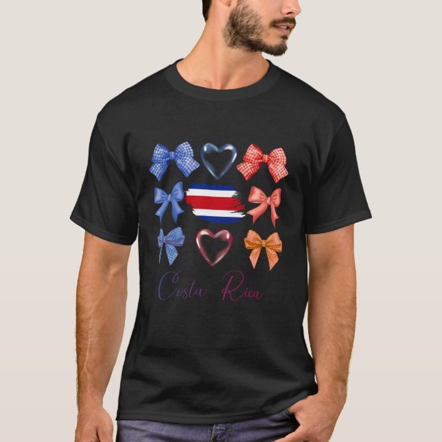 Costa Rica Bow Flag Souvenir - Hispanic Heritage M T-Shirt (Front)