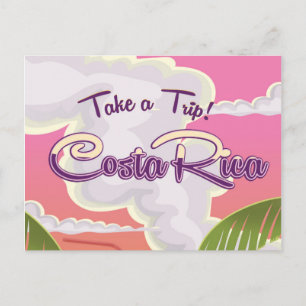 costa Rica Cartoon travel poster. Postcard