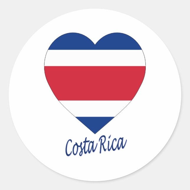 Costa Rica (civil) Flag Heart Classic Round Sticker (Front)