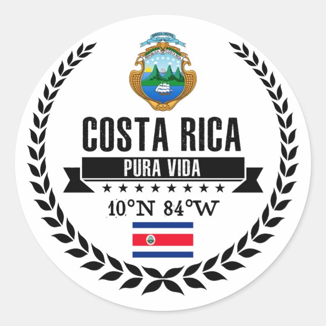 Costa Rica Classic Round Sticker (Front)