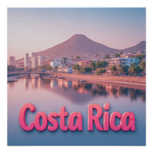 🌴 Costa Rica Coastal Town Tropical Travel 🌴 Poster