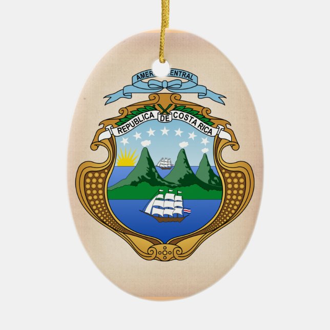 Costa Rica Coat of Arms Ceramic Ornament (Front)