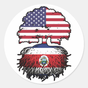Costa Rica Costa Rican American USA Tree Roots Classic Round Sticker