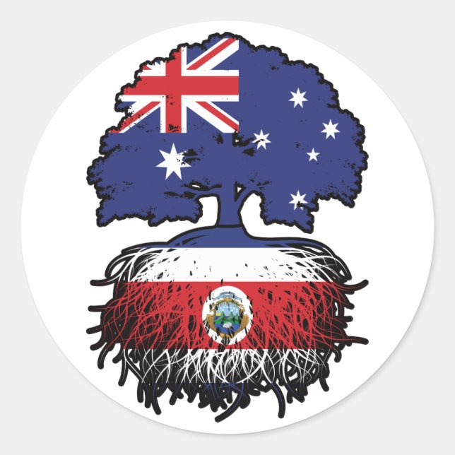 Costa Rica Costa Rican Australian Australia Tree Classic Round Sticker (Front)