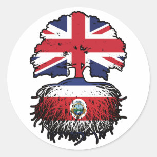 Costa Rica Costa Rican British UK Tree Roots Flag Classic Round Sticker