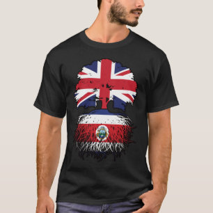 Costa Rica Costa Rican British UK Tree Roots Flag T-Shirt