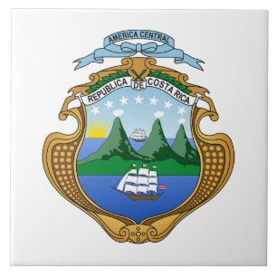 Costa Rica country coat arms symbol emblem flag Ceramic Tile