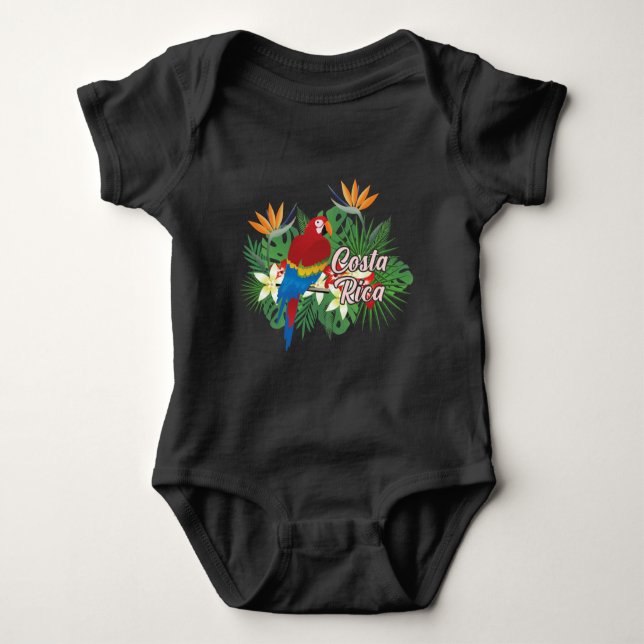Costa Rica Country Nature Bird Tropical Parrot Baby Bodysuit (Front)