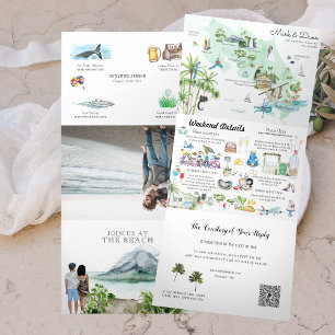 Costa Rica   Destination Wedding Itinerary  Tri-Fold Invitation