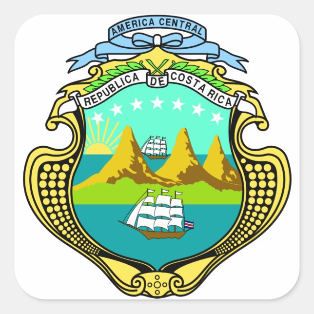 costa rica emblem square sticker (Front)