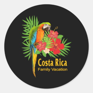 Costa Rica Family Vacation Parrot Flowers Tropical Classic Round Sticker