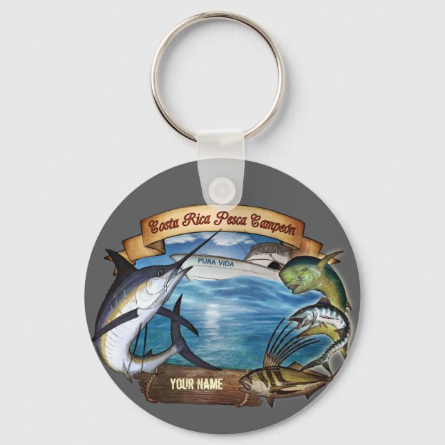 Costa Rica Fishing Champion (your name) Key Ring (Front)
