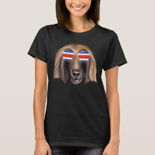 Costa Rica Flag Afghan Hound Dog Tico Pocket T-Shirt