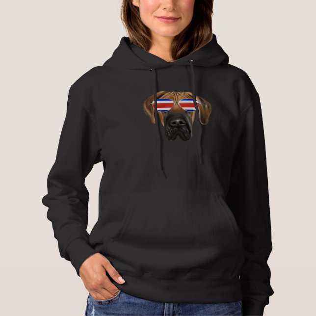 Costa Rica Flag Brown Great Dane Dog Tico Pocket Hoodie (Front)