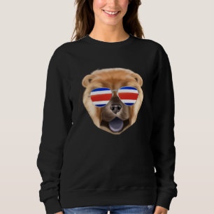 Costa Rica Flag Chow Chow Dog Tico Pocket Sweatshirt