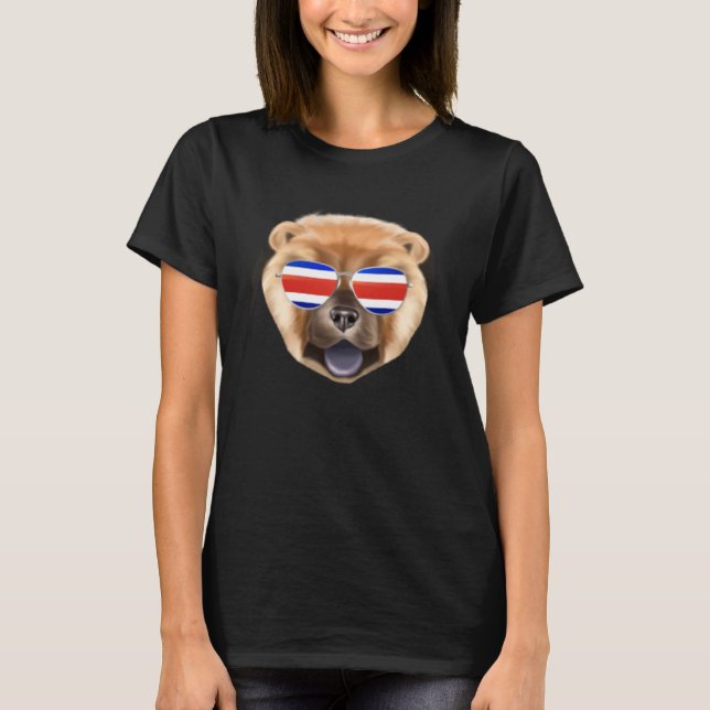Costa Rica Flag Chow Chow Dog Tico Pocket T-Shirt (Front)