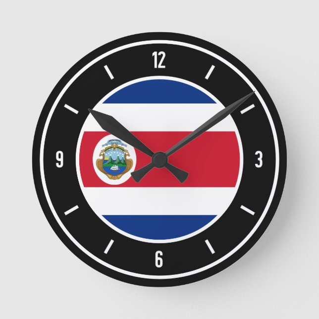 Costa Rica Flag Elegant Round Clock (Front)