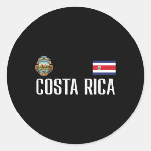 Costa Rica Flag Footll Soccer Fan Men Women Kids Classic Round Sticker