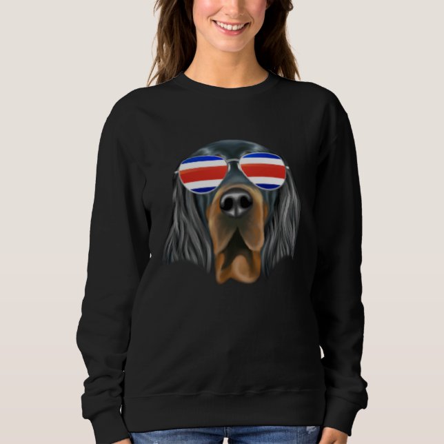 Costa Rica Flag Gordon Setter Dog Tico Pocket Sweatshirt (Front)