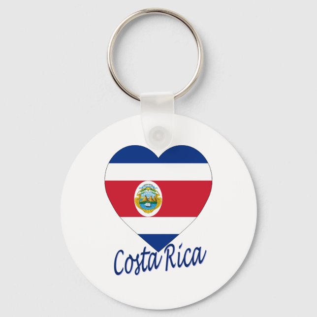 Costa Rica Flag Heart Key Ring (Front)