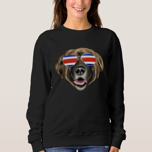 Costa Rica Flag Leonberger Dog Tico Pocket Sweatshirt (Front)