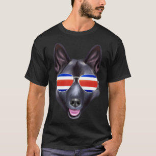 Costa Rica Flag Norwegian Elkhound Dog Tico Pocket T-Shirt