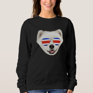 Costa Rica Flag Samoyed Dog Tico Pocket Sweatshirt