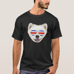 Costa Rica Flag Samoyed Dog Tico Pocket T-Shirt