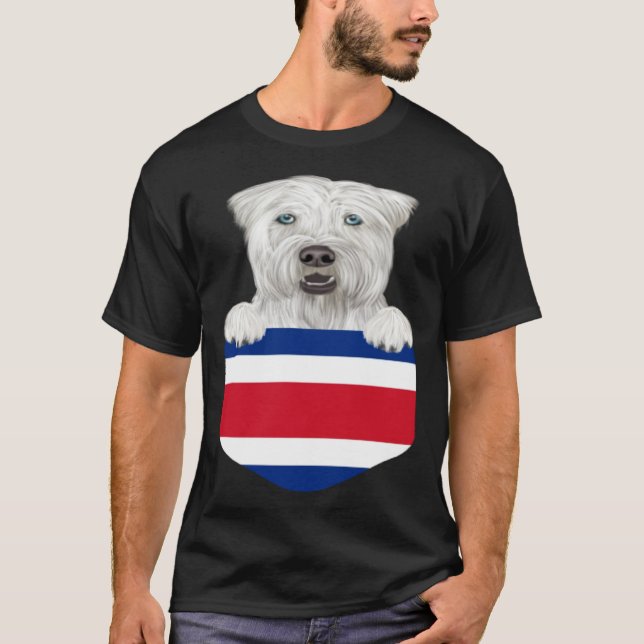 Costa Rica Flag Soft Coated Wheaten Terrier Dog In T-Shirt (Front)