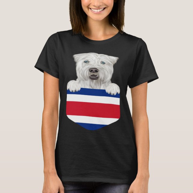 Costa Rica Flag Soft Coated Wheaten Terrier Dog In T-Shirt (Front)