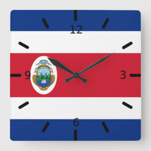 Costa Rica flag Square Wall Clock