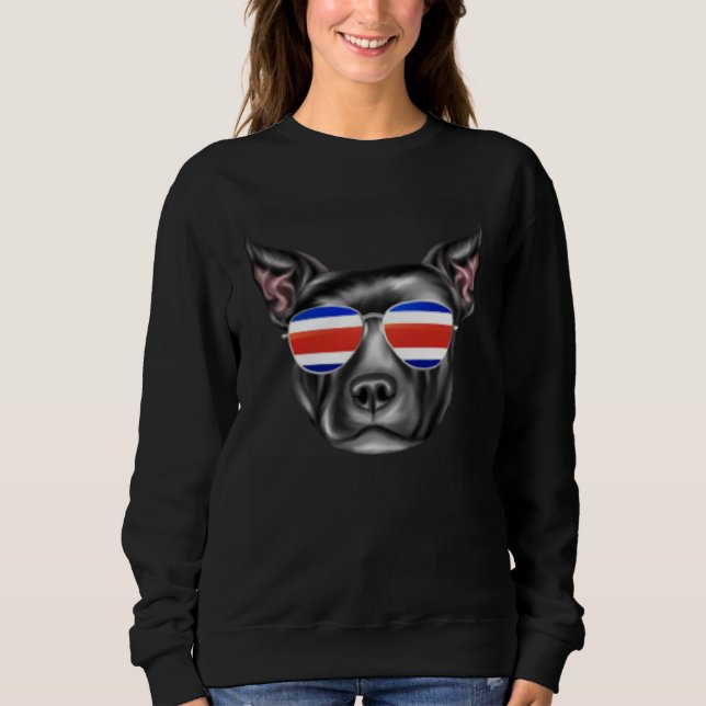 Costa Rica Flag Staffordshire Bull Terrier Dog Tic Sweatshirt (Front)