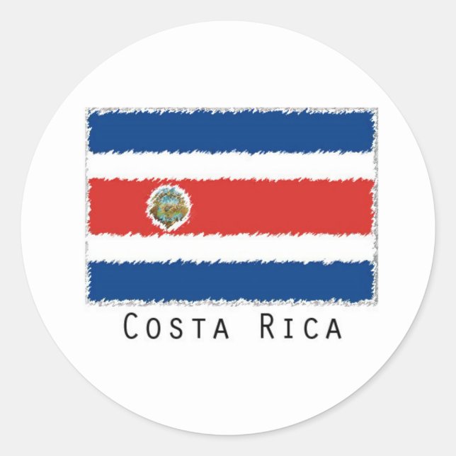 Costa Rica flag stickers- set of 20 Classic Round Sticker (Front)